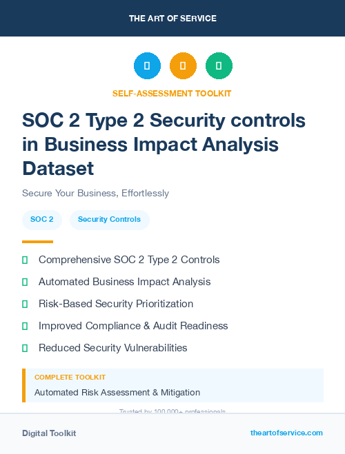 SOC 2 Type 2 Security controls in Business Impact Analysis Dataset
