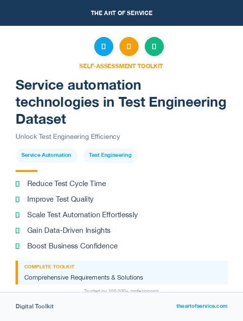 Service automation technologies in Test Engineering Dataset