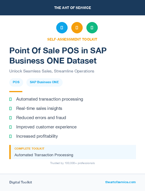 Point Of Sale POS in SAP Business ONE Dataset