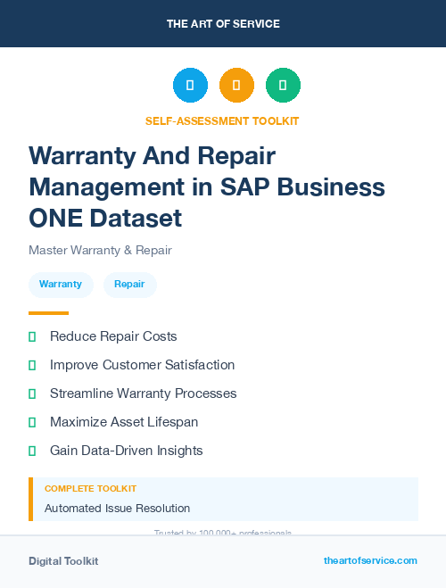 Warranty And Repair Management in SAP Business ONE Dataset