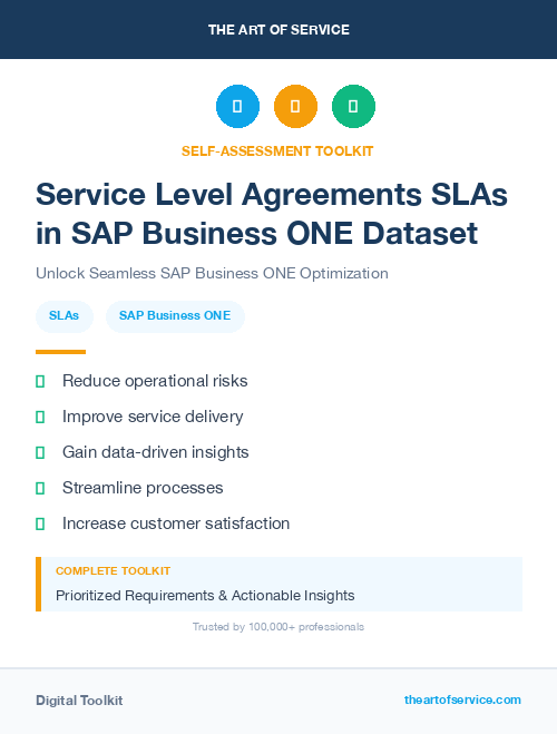 Service Level Agreements SLAs in SAP Business ONE Dataset