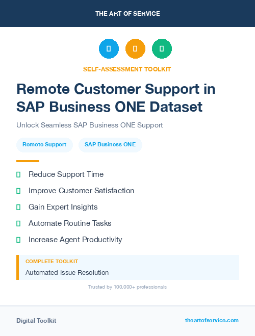 Remote Customer Support in SAP Business ONE Dataset