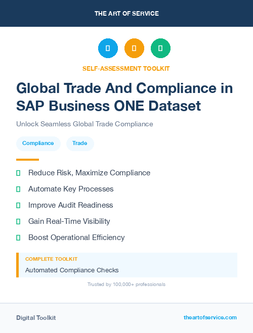 Global Trade And Compliance in SAP Business ONE Dataset