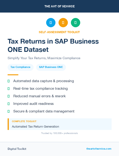 Tax Returns in SAP Business ONE Dataset
