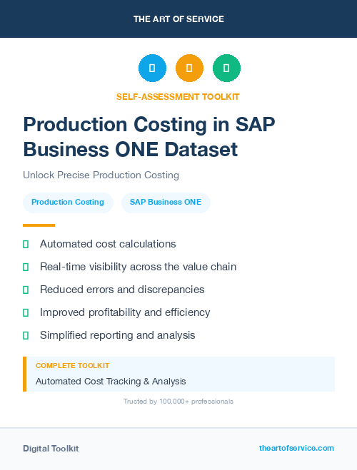 Production Costing in SAP Business ONE Dataset