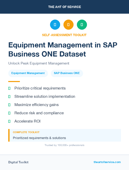 Equipment Management in SAP Business ONE Dataset