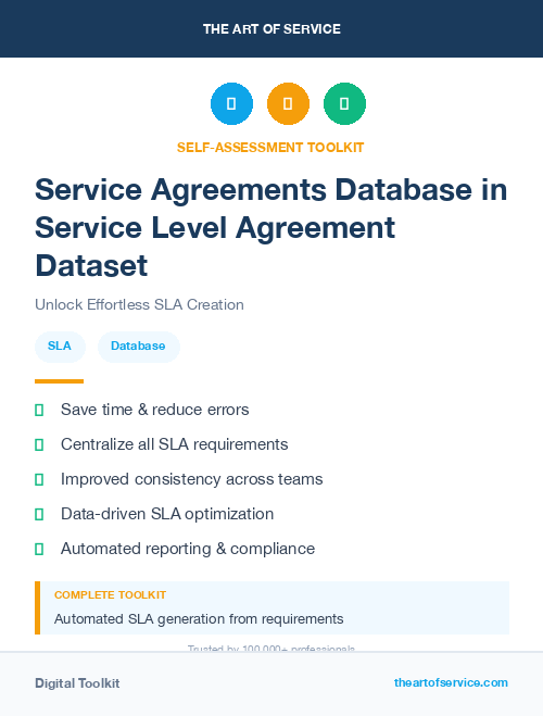 Service Agreements Database in Service Level Agreement Dataset