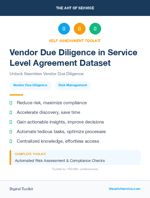 Vendor Due Diligence in Service Level Agreement Dataset
