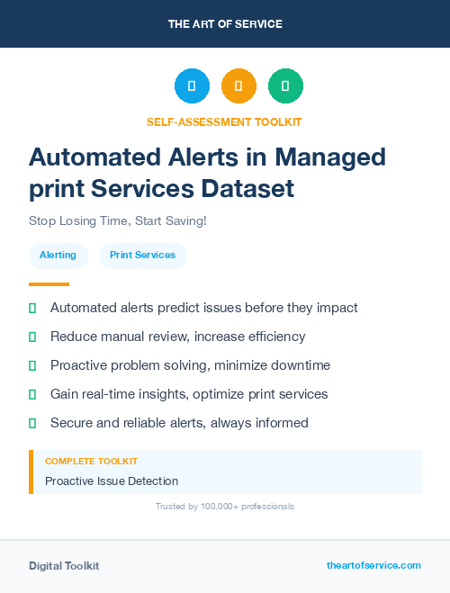 Automated Alerts in Managed print Services Dataset