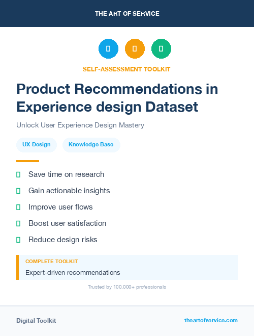 Product Recommendations in Experience design Dataset
