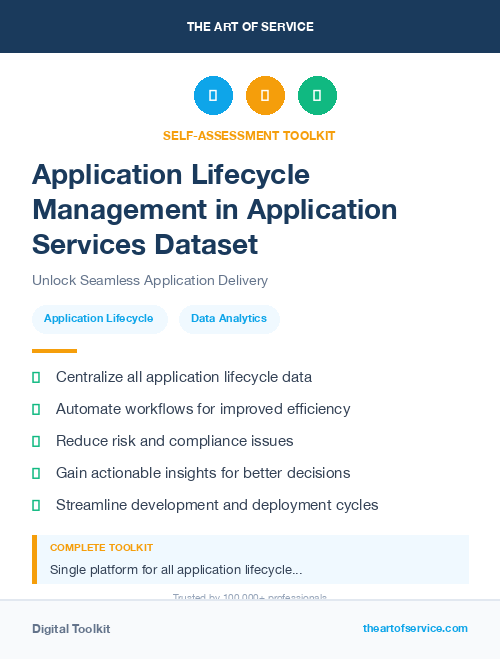 Application Lifecycle Management in Application Services Dataset
