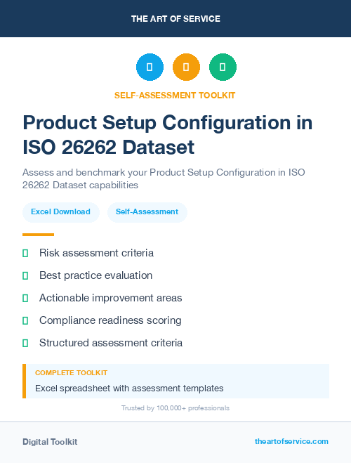 Product Setup Configuration in ISO 26262 Dataset