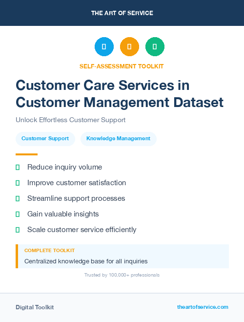 Customer Care Services in Customer Management Dataset