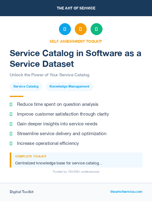 Service Catalog in Software as a Service Dataset