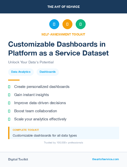 Customizable Dashboards in Platform as a Service Dataset