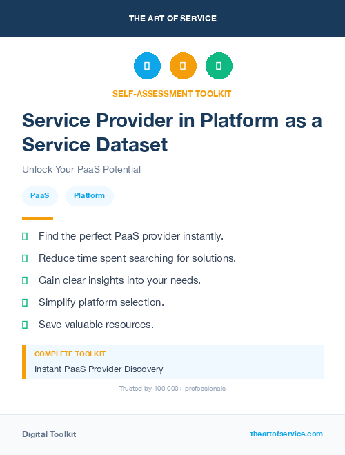 Service Provider in Platform as a Service Dataset