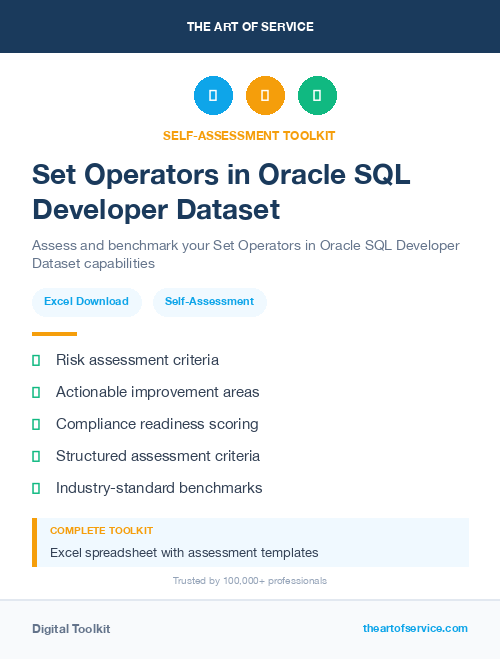 Set Operators in Oracle SQL Developer Dataset