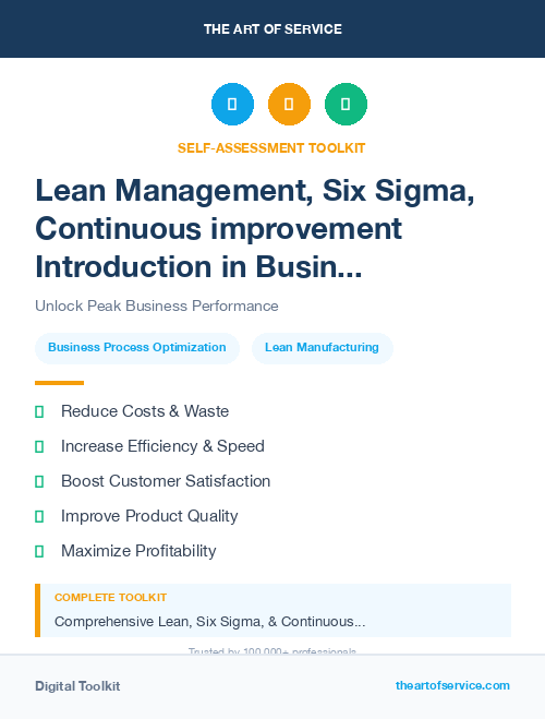 Lean Management, Six Sigma, Continuous improvement Introduction in Business Process Reengineering Dataset