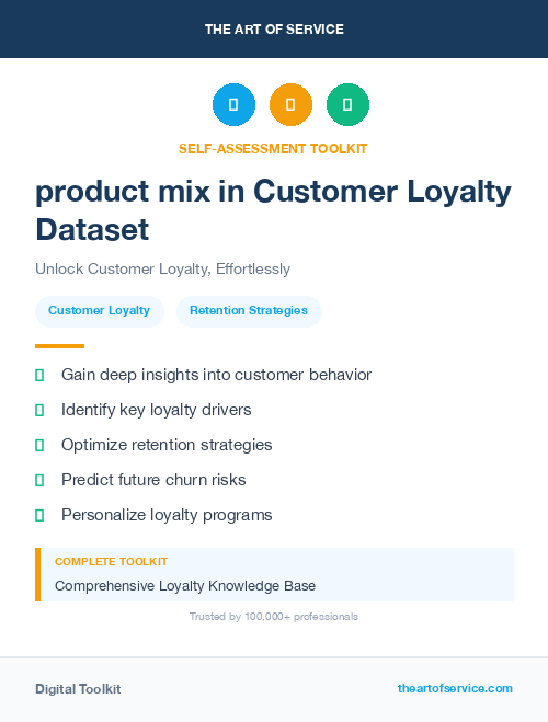 product mix in Customer Loyalty Dataset