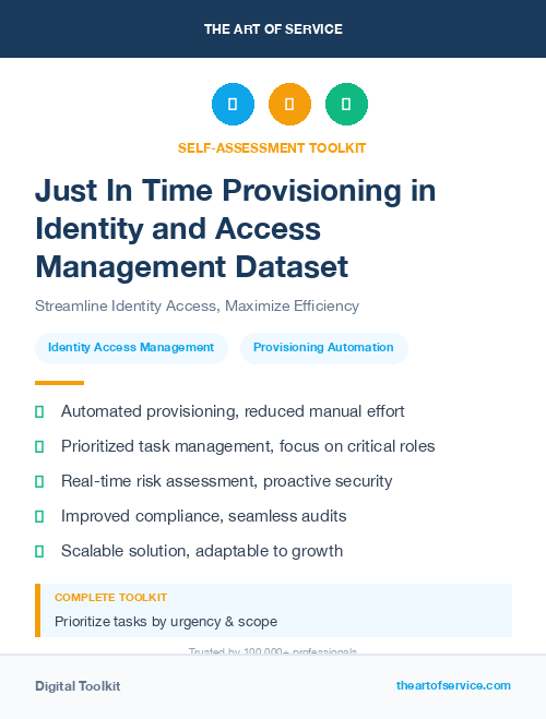 Just In Time Provisioning in Identity and Access Management Dataset
