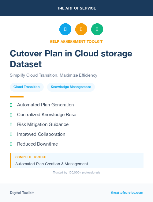 Cutover Plan in Cloud storage Dataset