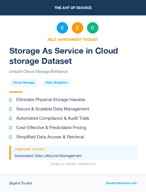 Storage As Service in Cloud storage Dataset