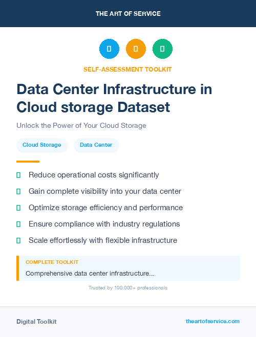 Data Center Infrastructure in Cloud storage Dataset