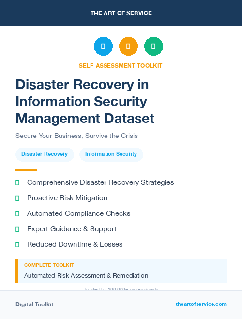 Disaster Recovery in Information Security Management Dataset