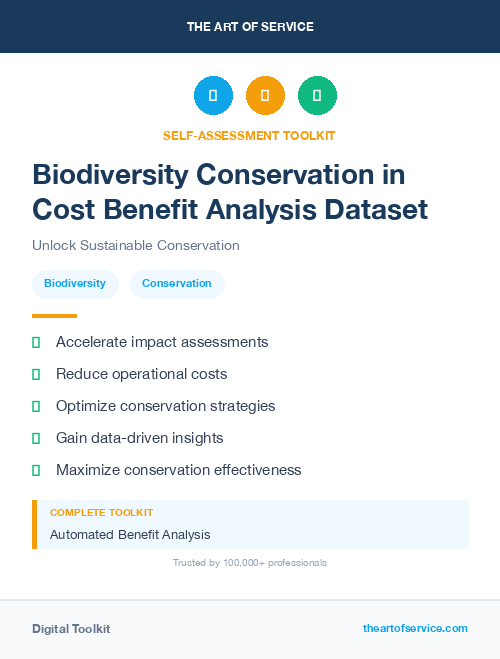 Biodiversity Conservation in Cost Benefit Analysis Dataset