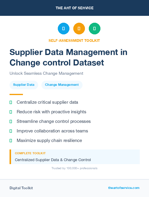 Supplier Data Management in Change control Dataset