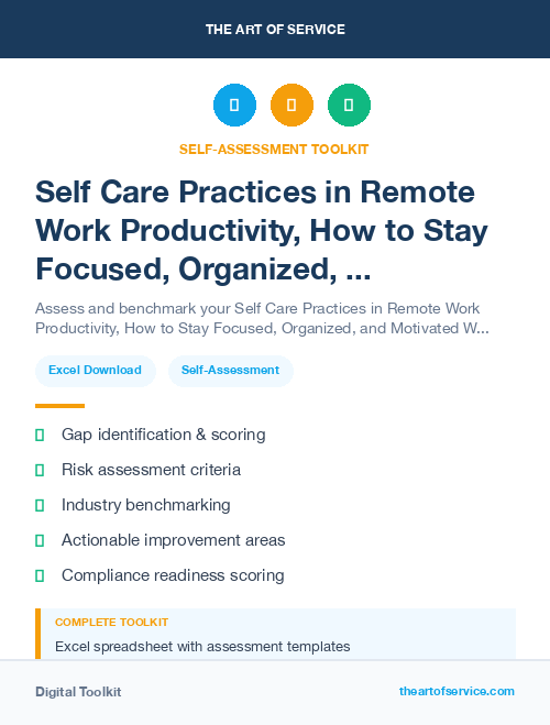 Self Care Practices in Remote Work Productivity, How to Stay Focused, Organized, and Motivated When Working from Home Dataset