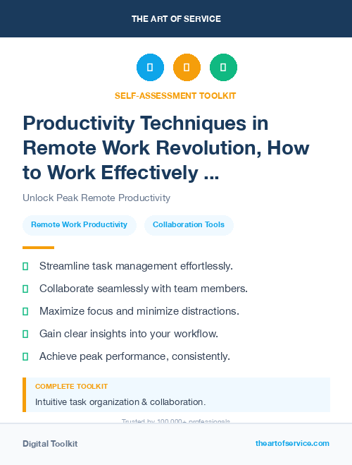 Productivity Techniques in Remote Work Revolution, How to Work Effectively and Collaboratively from Anywhere Dataset