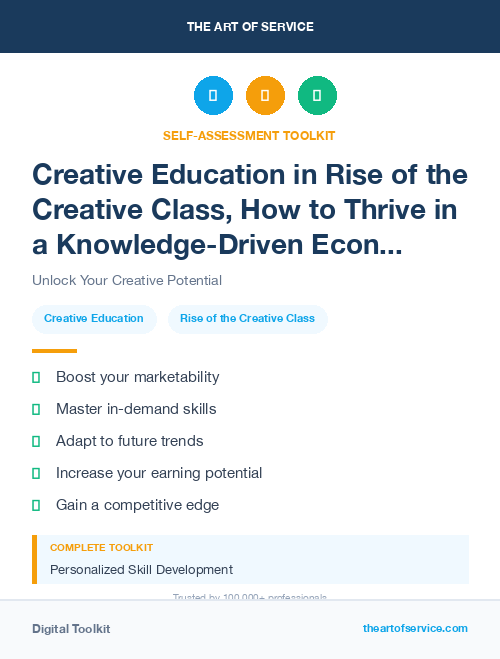 Creative Education in Rise of the Creative Class, How to Thrive in a Knowledge-Driven Economy Dataset