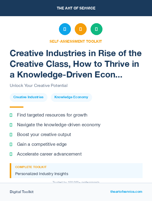 Creative Industries in Rise of the Creative Class, How to Thrive in a Knowledge-Driven Economy Dataset
