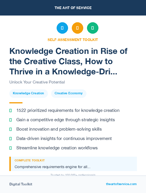 Knowledge Creation in Rise of the Creative Class, How to Thrive in a Knowledge-Driven Economy Dataset