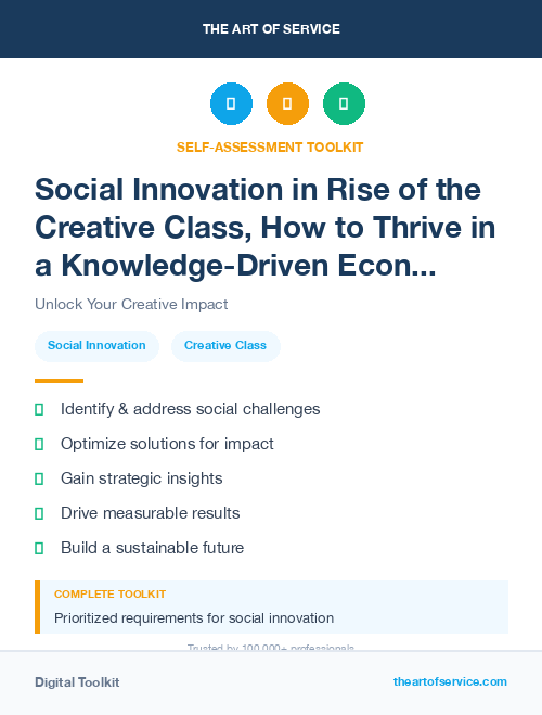 Social Innovation in Rise of the Creative Class, How to Thrive in a Knowledge-Driven Economy Dataset