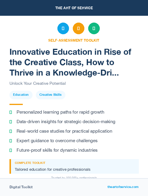 Innovative Education in Rise of the Creative Class, How to Thrive in a Knowledge-Driven Economy Dataset
