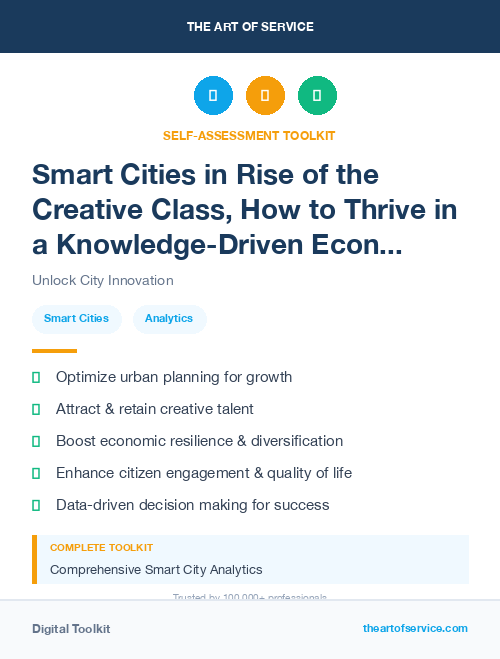 Smart Cities in Rise of the Creative Class, How to Thrive in a Knowledge-Driven Economy Dataset