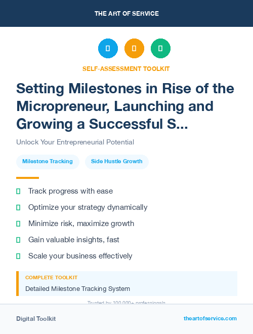 Setting Milestones in Rise of the Micropreneur, Launching and Growing a Successful Side Hustle Dataset