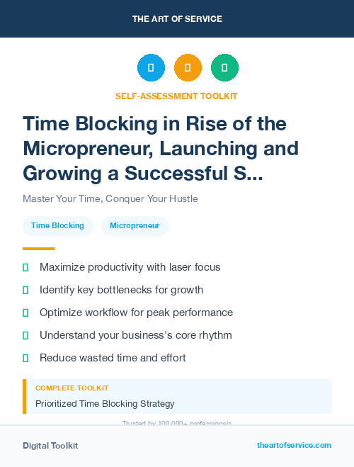 Time Blocking in Rise of the Micropreneur, Launching and Growing a Successful Side Hustle Dataset
