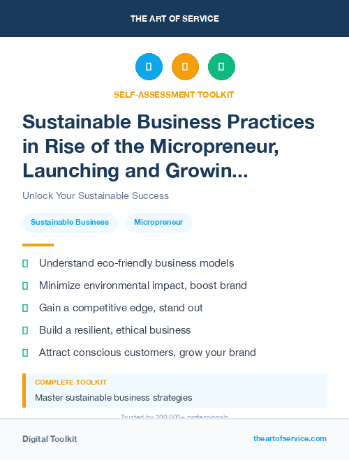 Sustainable Business Practices in Rise of the Micropreneur, Launching and Growing a Successful Side Hustle Dataset
