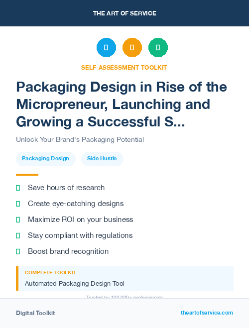 Packaging Design in Rise of the Micropreneur, Launching and Growing a Successful Side Hustle Dataset