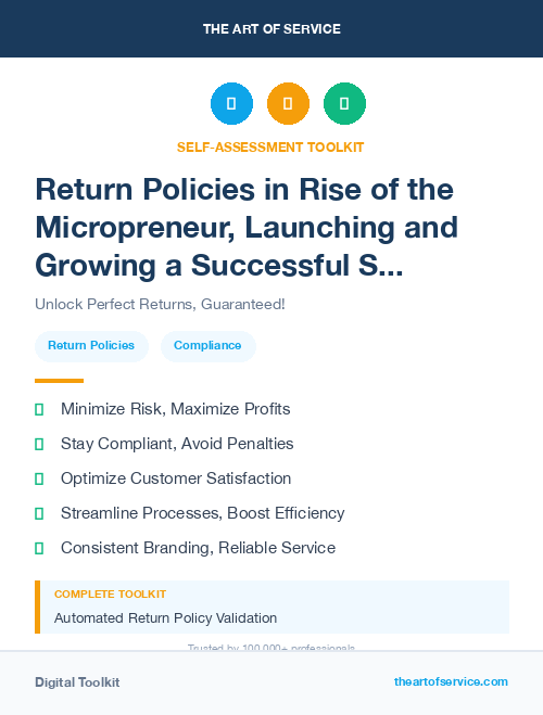 Return Policies in Rise of the Micropreneur, Launching and Growing a Successful Side Hustle Dataset