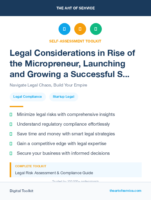 Legal Considerations in Rise of the Micropreneur, Launching and Growing a Successful Side Hustle Dataset