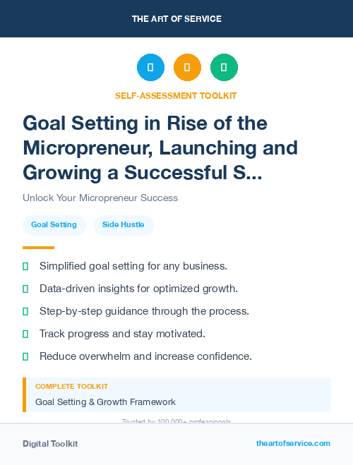 Goal Setting in Rise of the Micropreneur, Launching and Growing a Successful Side Hustle Dataset