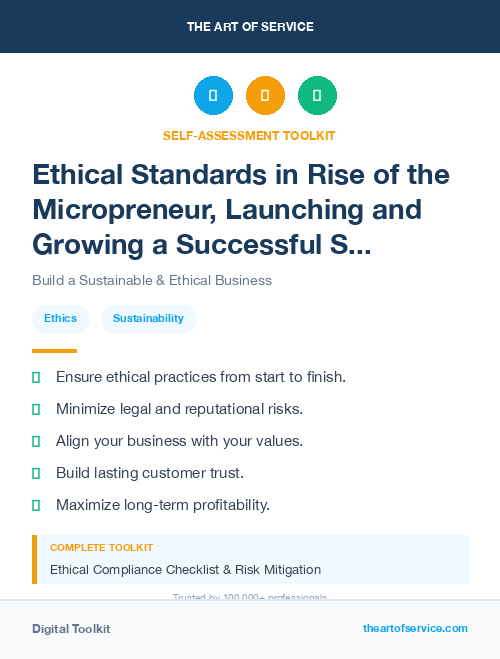 Ethical Standards in Rise of the Micropreneur, Launching and Growing a Successful Side Hustle Dataset