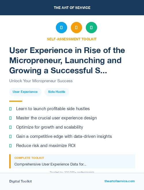 User Experience in Rise of the Micropreneur, Launching and Growing a Successful Side Hustle Dataset
