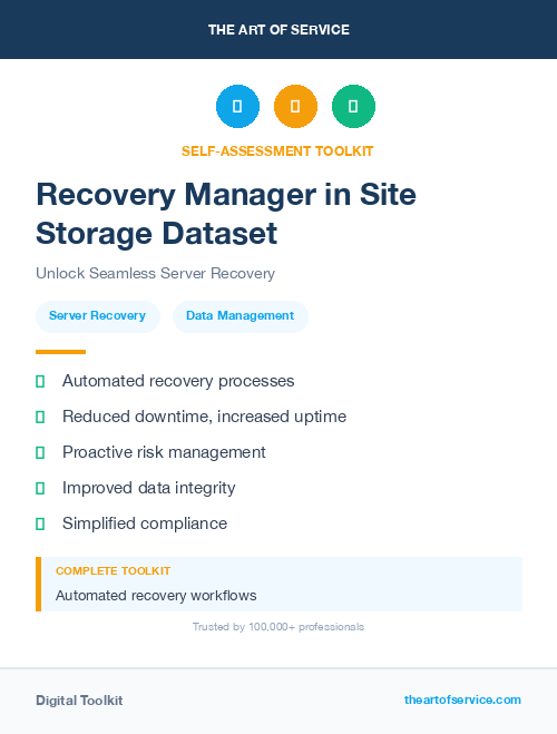 Recovery Manager in Site Storage Dataset