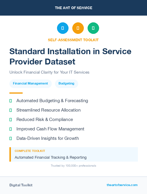 Standard Installation in Service Provider Dataset