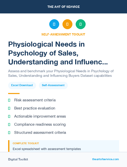 Physiological Needs in Psychology of Sales, Understanding and Influencing Buyers Dataset